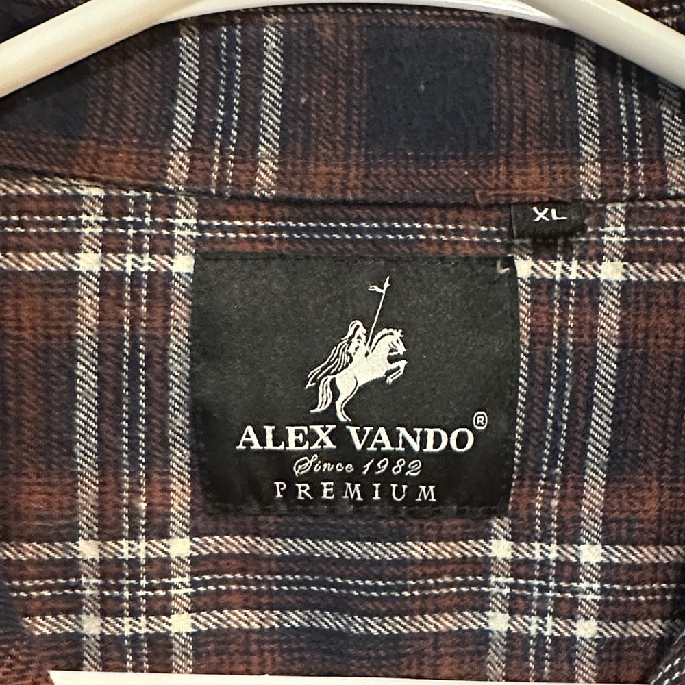 Black Brown 1826 Men's Plaid Casual Button Down Shirt - Black and Brown - Picture 2 of 4